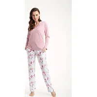 Sieviešu garās pidžamas 675 pūderrozā balti rozā ziedu izmērs 3Xl 1352767