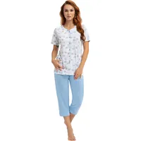 Sieviešu pidžamas 476 zili balti ziedi izmērs L īsām piedurknēm 3/4 bikses 1352497