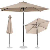 Uniprodo Dārza lietussargs apaļš, liels noliecams ar kloķa diametru. 300 cm krēms 10250569