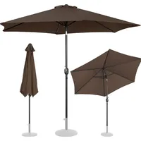 Uniprodo Liels, apaļš, noliecams dārza lietussargs ar kloķi. 300 cm brūns 10250572