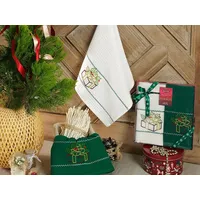 Virtuves lupatu komplekts 2X40X60 Happy Christmas zaļi balti izšūta dāvana 1273479