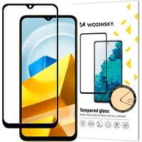 Wozinsky Xiaomi Poco M5 pilnekrāna 9H rūdīts stikls ar korpusam draudzīgu melnu rāmi 5907769309380