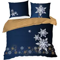 Ziemassvētku gultasveļa 220X200 Carol tumši zila zelta sniega bumbiņas kokvilna Saint 23 429865