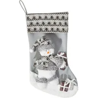 Ziemassvētku rotājumu zeķu kurpe Sniegavīrs pelēka balta Rikka 221677