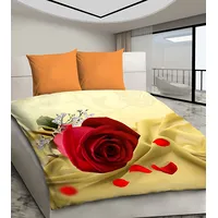 3D mikrosatīna gultas veļa 160X200 11 Red Rose uz dzeltena fona 0996 BedYou 1640676