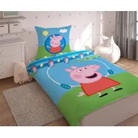 Bērnu kokvilnas gultas veļa 160X200 Peppa Pig 8805 izlaižamā virve sunshine zila zaļa 2049928