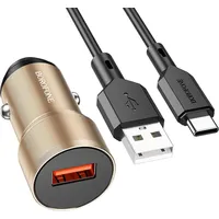 Borofone Car charger Bz19A Wisdom - Usb Qc 3.0 18W with to Type C cable gold Ład001587