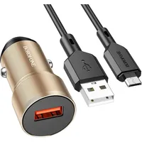 Borofone Car charger Bz19A Wisdom - Usb Qc 3.0 18W with to Micro cable gold Ład001584