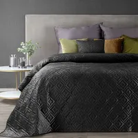Dekoratīvais gultas pārklājs 170X210 Ariel 3 melns velūra ģeometrisks raksts Eurocurtains 378978