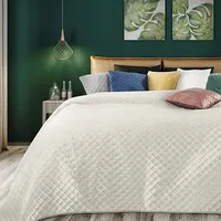 Dekoratīvais gultas pārklājs 220X240 Ariel, krēmkrāsas samts 1172040
