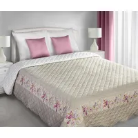 Divpusējs gultas pārklājs 220X240 Grace 01 gaiši bēšs rozā savārstījums 992192