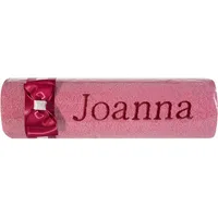 Dvielis ar izšuvumu 50X90 Joanna rozā bordo bantīte vārda dienas dāvanai 1173431