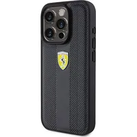 Ferrari Pu Leather Hot Stamp Groove Pattern Case for iPhone 15 Pro Black Fehcp15Lp3Grk