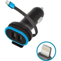 Forever Cc-02 car charger 2X Usb 3A black with Lightning cable 0,2 m Gsm034044