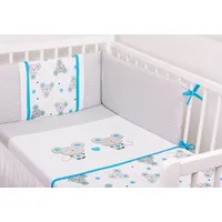 Gluck Baby Izšūta gultas veļa 100X135 ar 3-Daļīgu aizsargu Mickey and Mini Mouse balta un pelēka 075 Blue 1640057