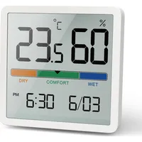Greenblue Stacja pogodowa Termometr/Higrometr Greenblue,Gb380, z funkcją zegara i daty, bateria Cr2032, zakres temp. -9.9 st. C do 60