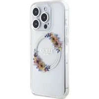 Guess Pc Tpu Flowers Ring Glossy Logo Magsafe Case for iPhone 15 Pro Max Transparent Guhmp15Xhfwfct