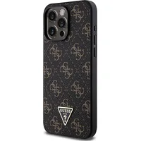 Guess Pu Leather 4G Triangle Metal Logo Case for iPhone 15 Pro Max Black Guhcp15Xpg4Gpk