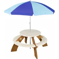 Koka daudzfunkcionāls komplekts apaļais galds  soliņi lietussargs A031.024.00