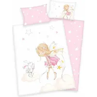 Kokvilnas gultas veļa 100X135 Fairy Little balti rozā bērnu gultiņai H23 2485217063