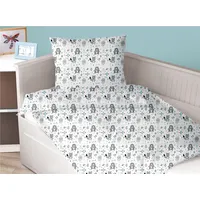Kokvilnas gultasveļa 100X140 Dzīvnieki dzīvnieki balti pelēka piparmētra bērnu gultiņai Premium Pl-Bwp-100-Anim