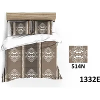 Kokvilnas gultasveļa 160X200 1332E, brūna, ar ornamentu rāvējslēdzēju abās pusēs 1943311