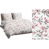 Kokvilnas gultasveļa 160X200 balti rozā brūni ziedi 4306 C kokvilna Maks 2302396