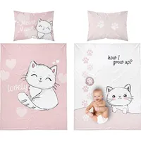Kokvilnas gultasveļa 90X120 Kaķēni kaķēni kaķu sirdis sirsniņas ķepas rozā 3158 B bērnu gultai 6108 spilvendrāna 40X60 2049562