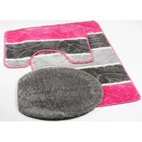 Magnum vannas istabas paklājs, 3-Daļīgs komplekts, rozā un pelēkas lapas 126066