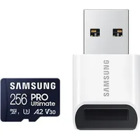 Samsung Microsd Card with Reader Pro Ultimate 256 Gb  microSDXC Memory Flash memory class U3 V30 A2 Mb-My256Sb/Ww