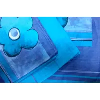 Satīna gultasveļa 140X200 zila ar ziediem 02 0091 Bieltex 125067