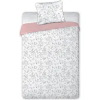 Satīna gultasveļa 160X200 ziedi balts rozā pulveris Rose 016 divpusējs 1520250