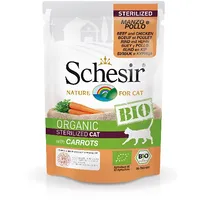 Schesir It Bio Beef, Chicken  Carrots Sterilized, 85G - bezgraudu organiska sautēts liellops, vista un burkāni sterilizētiem kaķiem Art964147