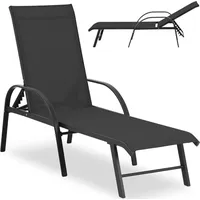 Uniprodo Dārza guļamkrēsls ar regulējamu atzveltni un alumīnija rāmi, līdz 160 kg, melns 10250499