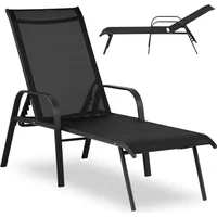 Uniprodo Dārza guļamkrēsls ar regulējamu atzveltni un tērauda rāmi, līdz 160 kg, melns 10250496
