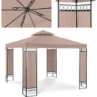 Uniprodo Dārza paviljona lapenes telts nolokāms jumts 3 x 2,6 m bēšs 10250438