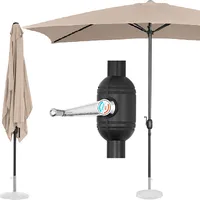 Uniprodo Taisnstūra formas lietussargs ar kloķi 200 x 300 cm krēms 10250564
