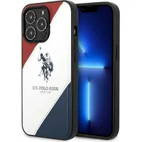 U.s. Polo Pu Leather Double Horse Case for iPhone 14 Pro Max Red White Navy Ushcp14Xpso3