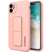 Wozinsky iPhone 12 Kickstand Case, rozā, silikona maciņš 9111201940345