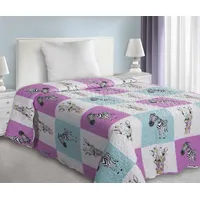 Bērnu gultas pārklājs 170X210 Zoo krēms rozā tirkīza zebras žirafes 1162026