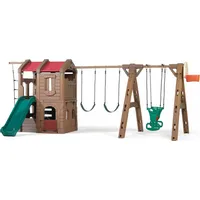 Bērnu rotaļu laukums ar māju, slidkalniņu, šūpolēm un planieri 801400