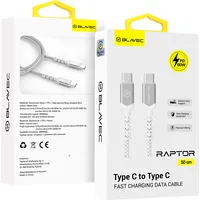 Blavec Cable Raptor braided - Type C to Pd 60W 3A 0,5 metres Cra-Cc3Ws05 white-silver Kabav1646