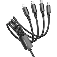 Borofone Cable Bx72 4 in 1 - Usb to 2Xtype C, Micro Usb, Lightning 2A metre black Kabav1364