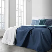 Dekoratīvais gultas pārklājs 220X240 Boni, tumši zils, piparmētras, abpusējs 1171323