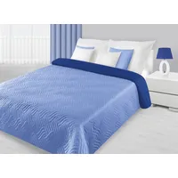 Divpusējs gultas pārklājs 170X210 Wave 05 Blue  tumši zils 990793