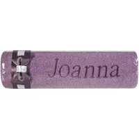 Dvielis ar izšuvumu 50X90 Joanna violeta viršu bantīte vārda dienas dāvanai 1173433
