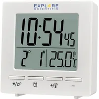 Explore Scientific Rc Digital Clock with Indoor Temperature, white Art1064069