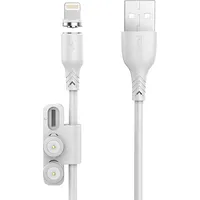 Foneng X62 Magnetic 3In1 Usb to Usb-C  Lightning Micro Cable, 2.4A, 1M White 3 In 1 /