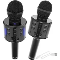 Goodbuy karaoke mikrofons ar iebūvētu Bluetooth skaļruni  3W aux balss modulators Usb Micro Sd melns Gbmik3Wbk