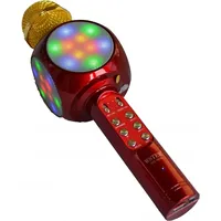 Goodbuy Led 360 karaoke mikrofons ar Bluetooth skaļruni  5W aux balss modulators Usb Micro Sd sarkans Gbmik5Wled360Rd